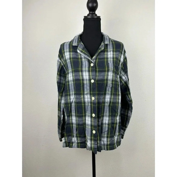 LL Bean Button Front Flannel Shirt Size Medium Relaxed Fit Plaid 100% Cotton - Picture 1 of 10